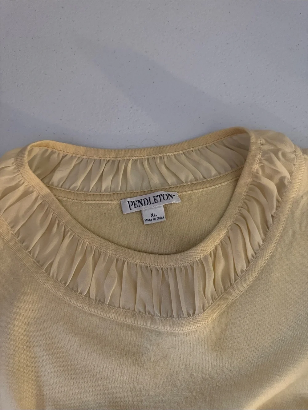 Pendleton Pale Yellow Ruffle-Neck Tank - Picture 3 of 7